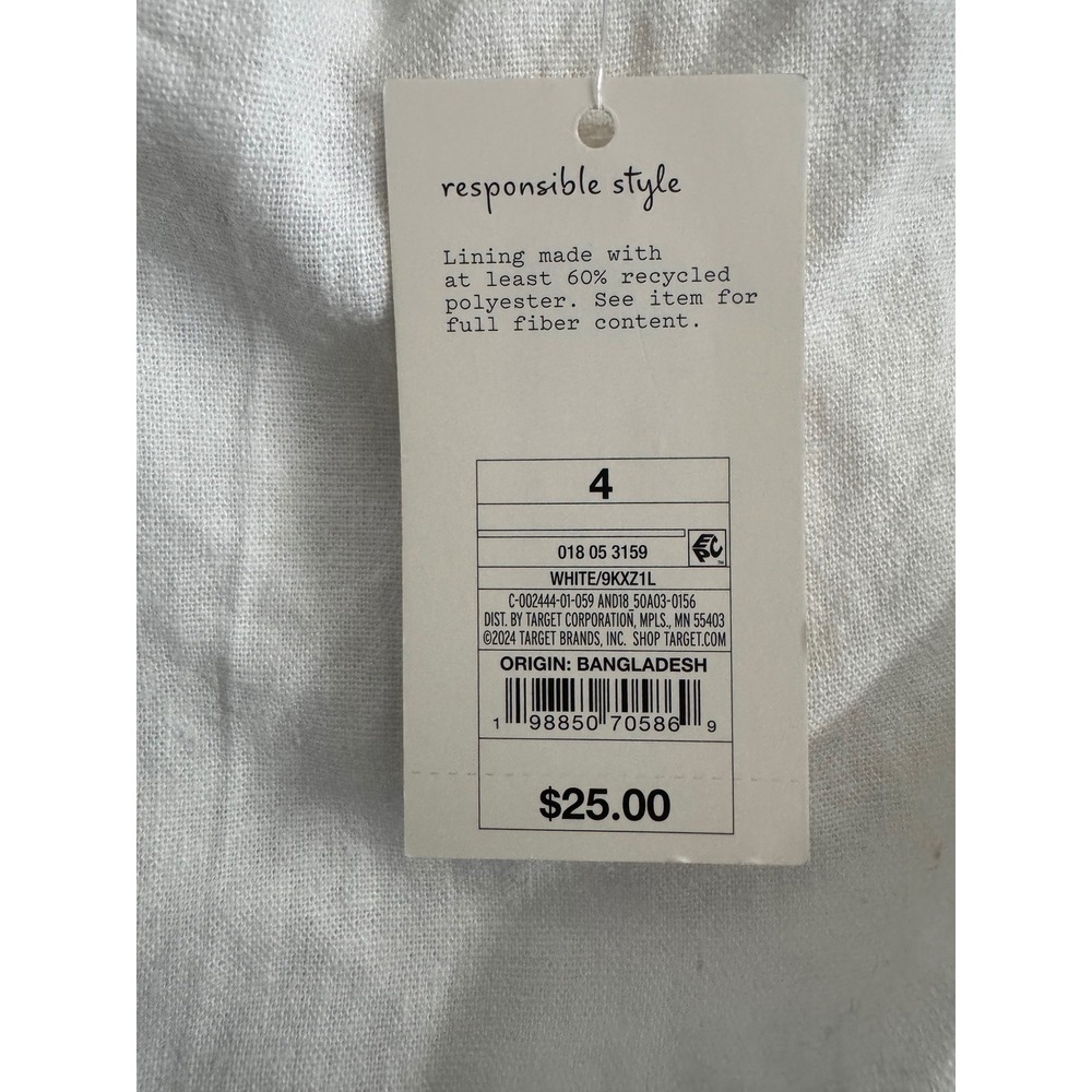 A New Day White Linen Blend Wrap Skort Women's Size 4 Summer Mini NWT - Picture 10 of 10